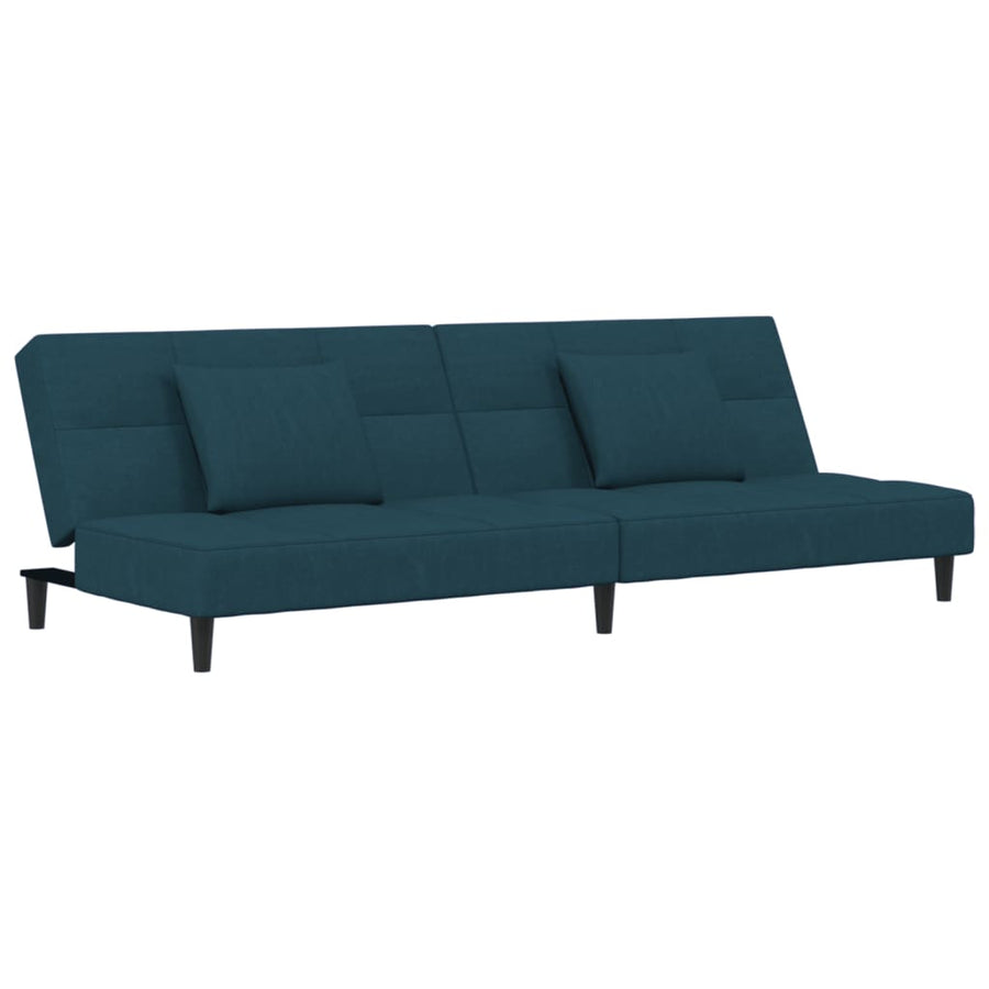Slaapbank 2-Zits Met 2 Kussens Fluweel Blauw Zonder armleuning