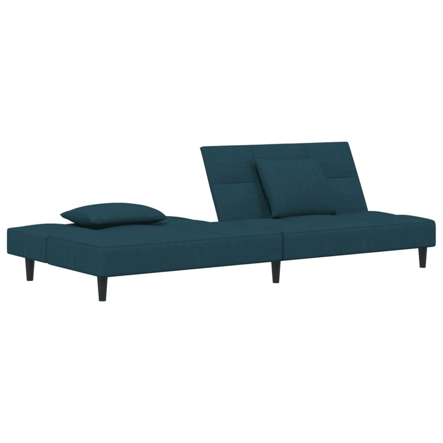 Slaapbank 2-Zits Met 2 Kussens Fluweel Blauw Zonder armleuning