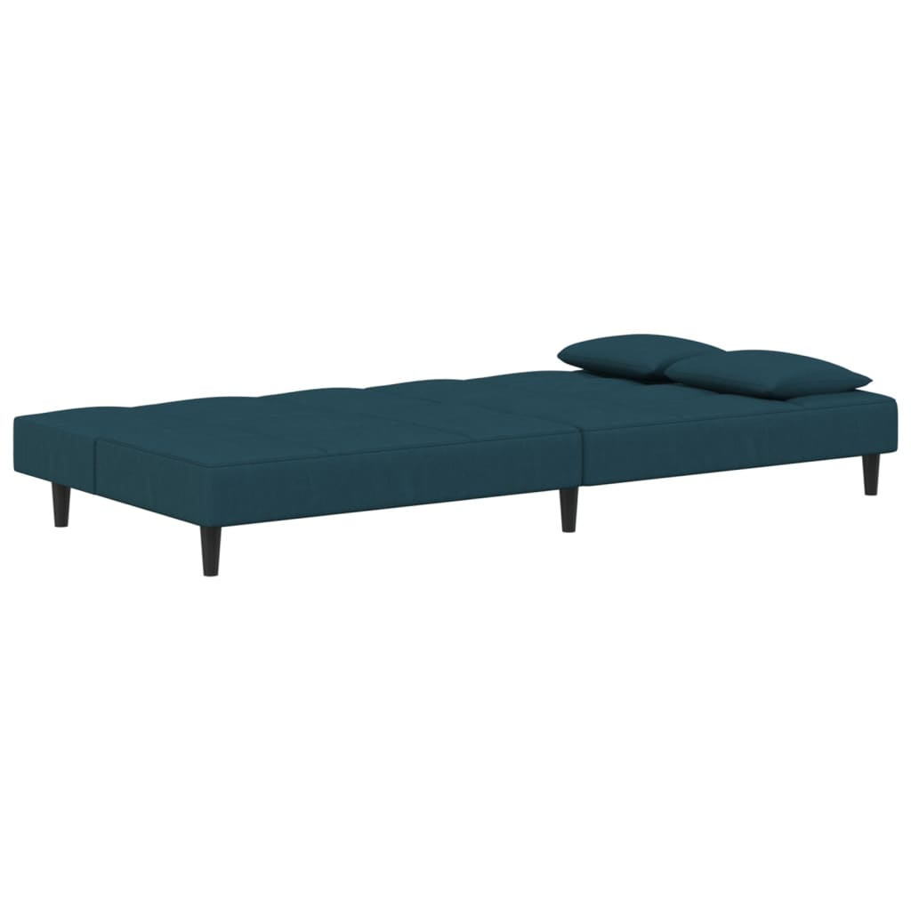 Slaapbank 2-Zits Met 2 Kussens Fluweel Blauw Zonder armleuning
