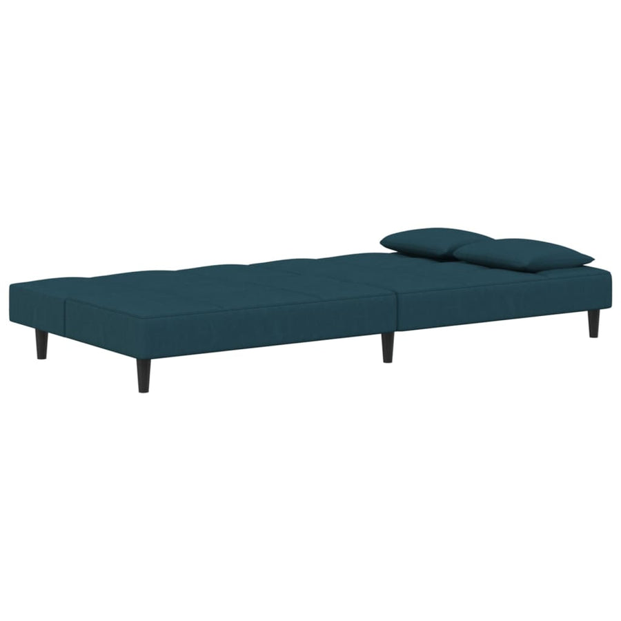 Slaapbank 2-Zits Met 2 Kussens Fluweel Blauw Zonder armleuning