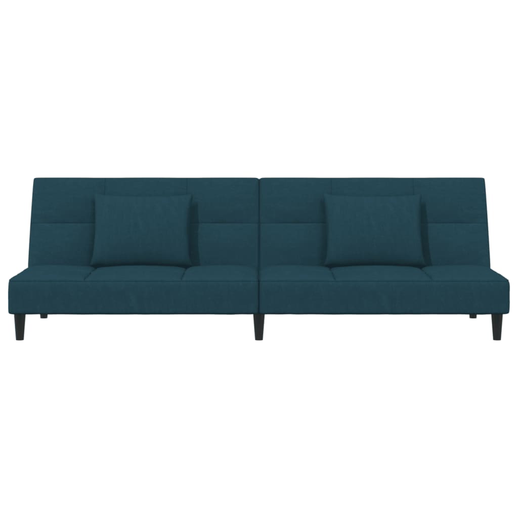 Slaapbank 2-Zits Met 2 Kussens Fluweel Blauw Zonder armleuning