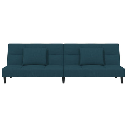 Slaapbank 2-Zits Met 2 Kussens Fluweel Blauw Zonder armleuning
