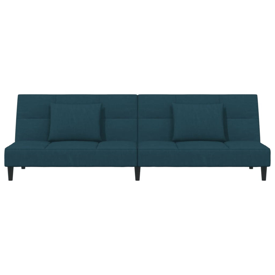 Slaapbank 2-Zits Met 2 Kussens Fluweel Blauw Zonder armleuning