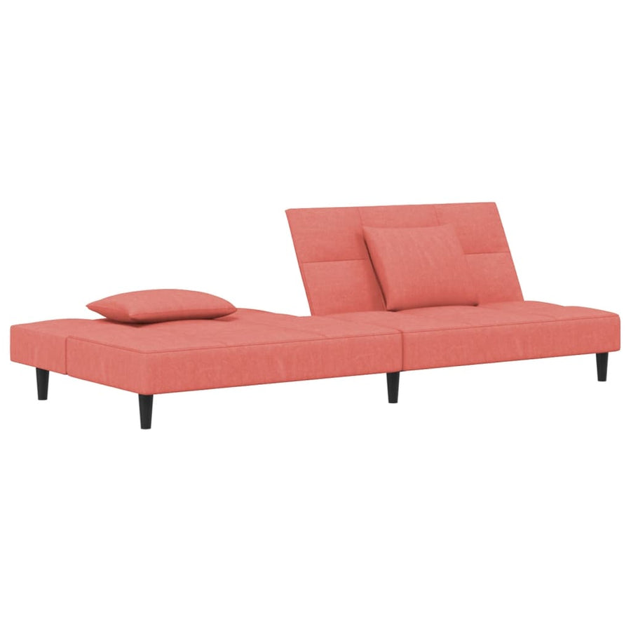 Slaapbank 2-Zits Met 2 Kussens Fluweel Roze Zonder armleuning