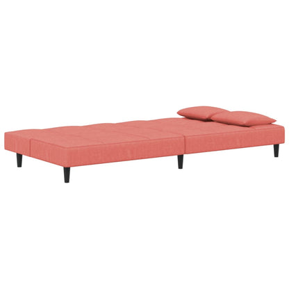 Slaapbank 2-Zits Met 2 Kussens Fluweel Roze Zonder armleuning