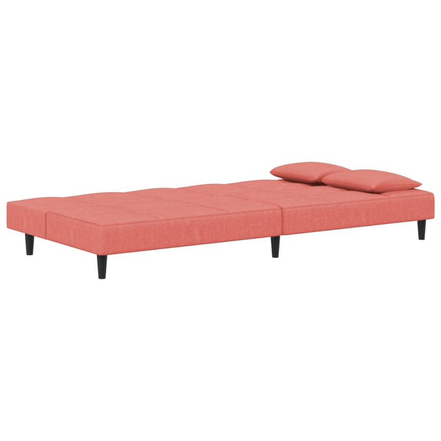 Slaapbank 2-Zits Met 2 Kussens Fluweel Roze Zonder armleuning