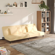 Slaapbank 2-zits 200x84.5x69 cm fluweel crèmekleurig