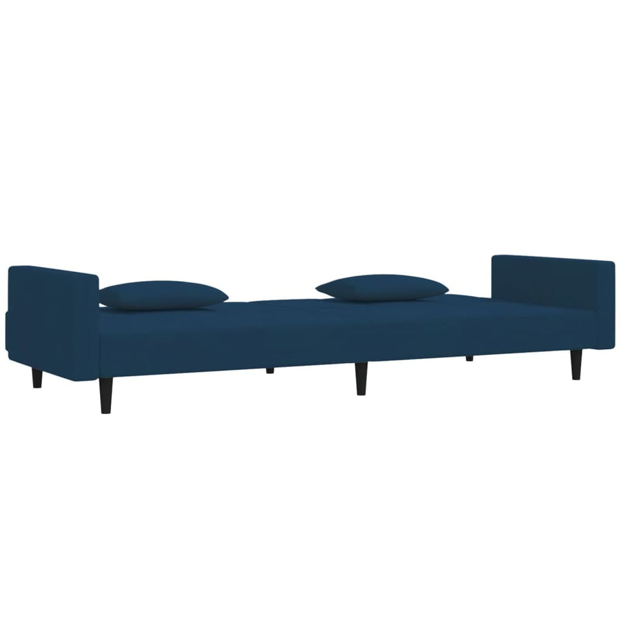 Slaapbank 2-Zits Met 2 Kussens Fluweel Blauw Met armleuning