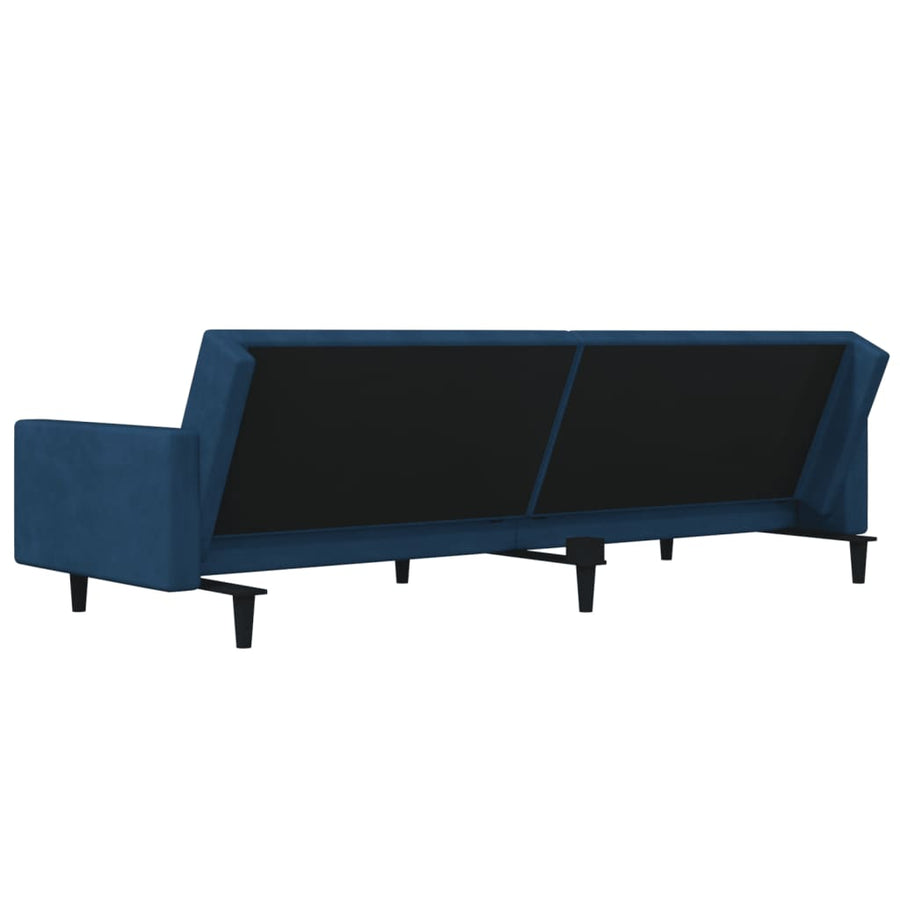 Slaapbank 2-Zits Met 2 Kussens Fluweel Blauw Met armleuning