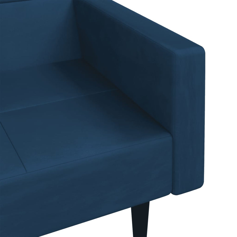 Slaapbank 2-Zits Met 2 Kussens Fluweel Blauw Met armleuning
