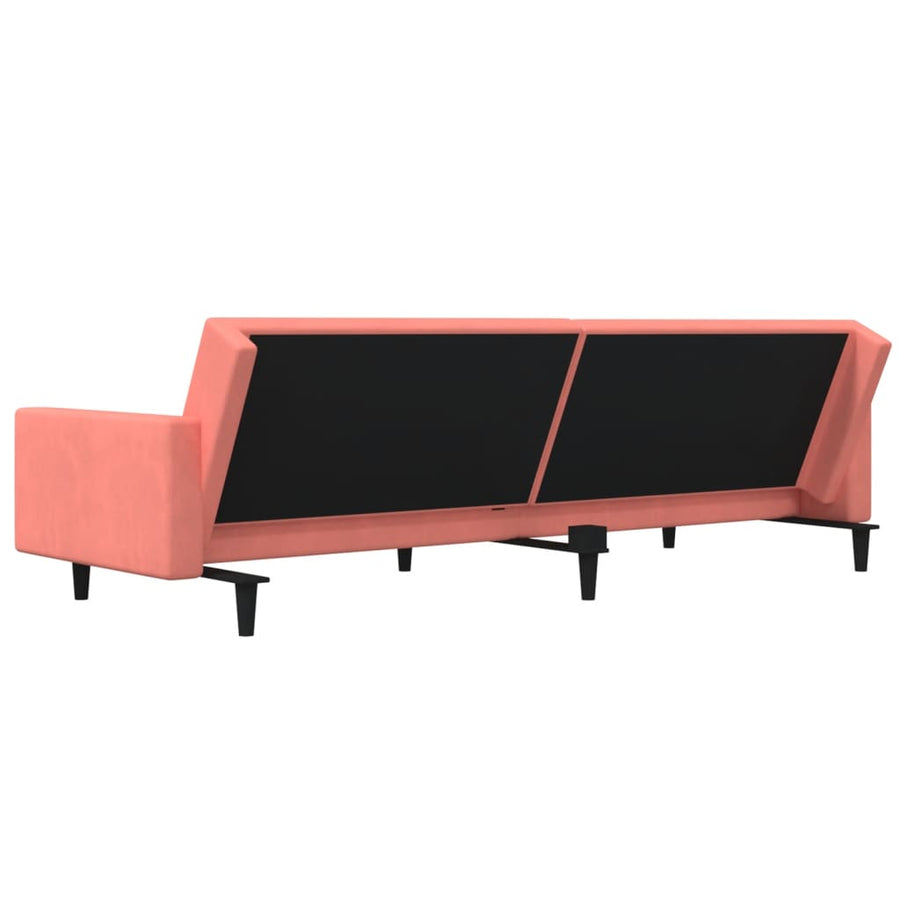 Slaapbank 2-Zits Met 2 Kussens Fluweel Roze Met armleuning