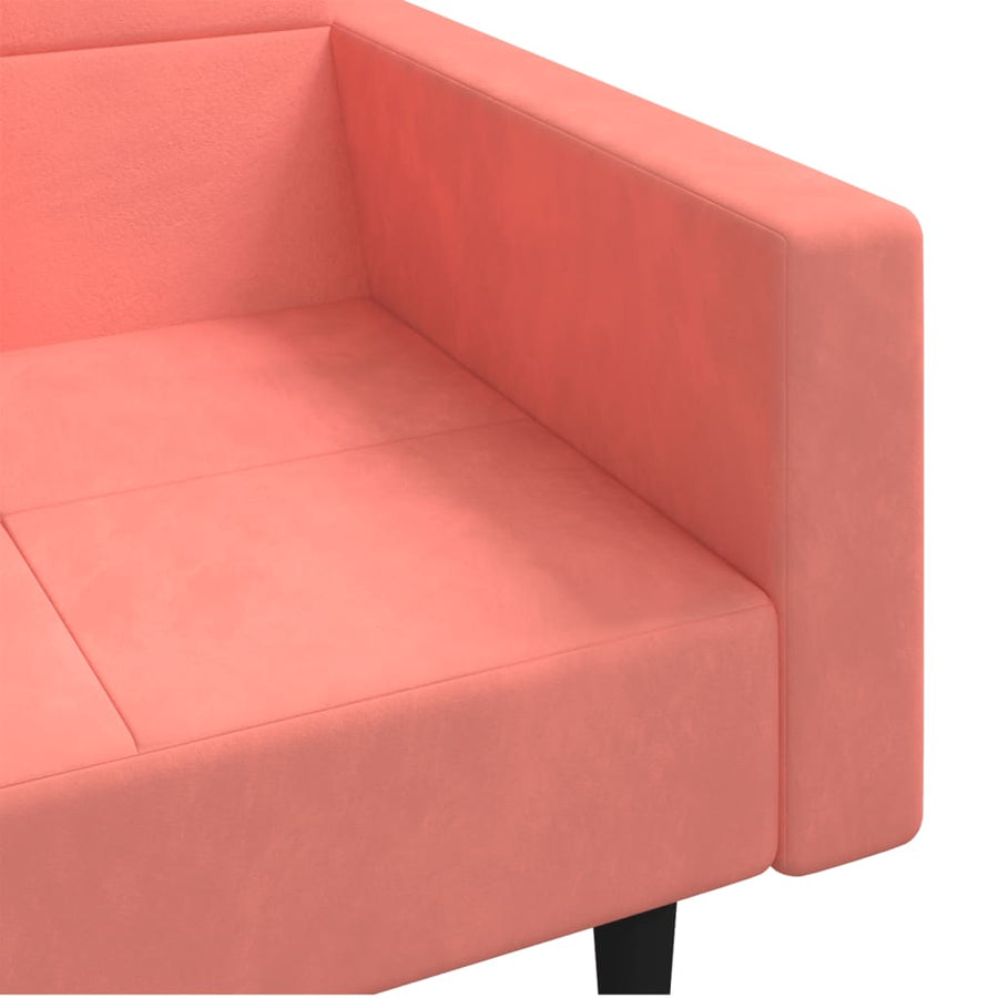 Slaapbank 2-Zits Met 2 Kussens Fluweel Roze Met armleuning