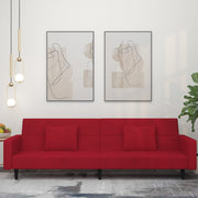 Slaapbank 2-zits fluweel wijnrood 220x84.5x69 cm