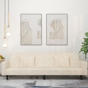 Slaapbank 2-zits fluweel crèmekleurig 220x84,5x69 cm