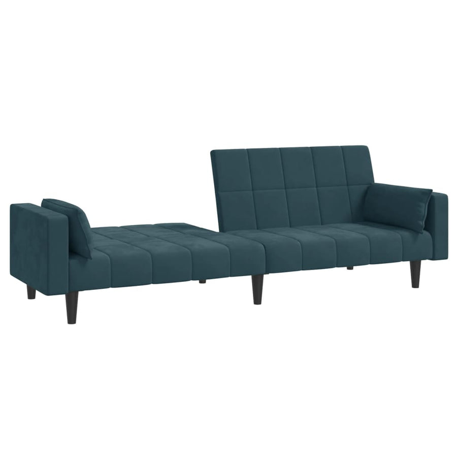 Slaapbank 2-Zits Met 2 Kussens Fluweel Blauw