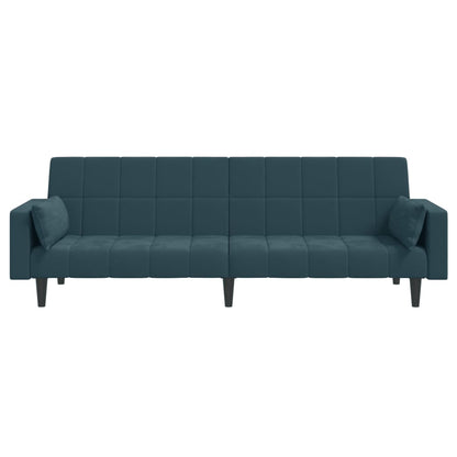 Slaapbank 2-Zits Met 2 Kussens Fluweel Blauw
