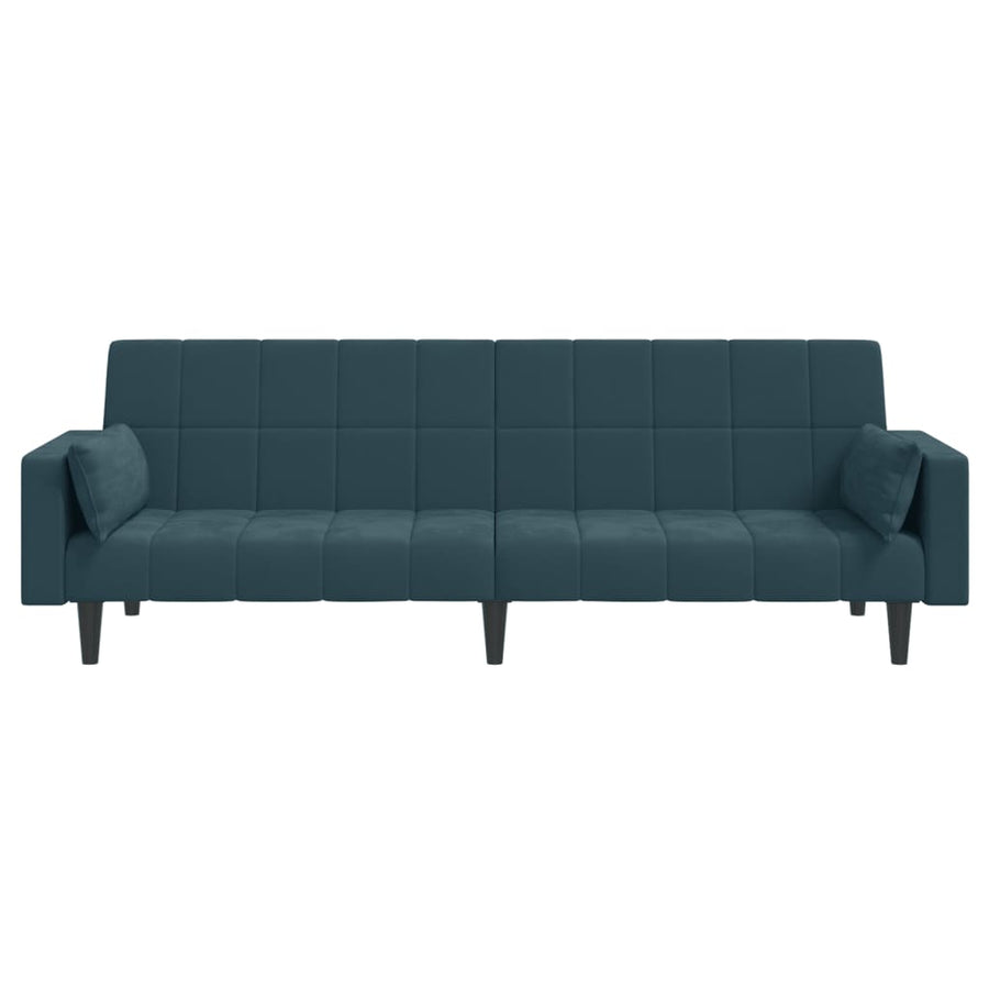 Slaapbank 2-Zits Met 2 Kussens Fluweel Blauw
