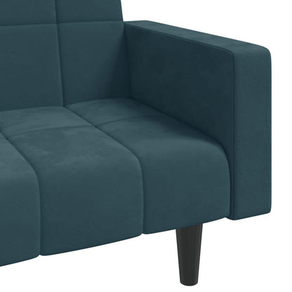Slaapbank 2-Zits Met 2 Kussens Fluweel Blauw