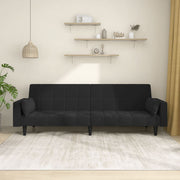 Slaapbank 2-zits fluweel zwart 220x84.5x69 cm