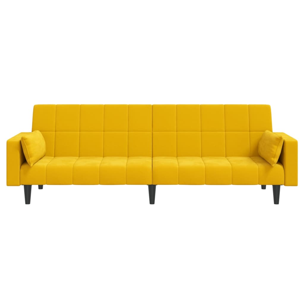 Slaapbank 2-Zits Met 2 Kussens Fluweel 11 Geel