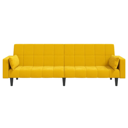Slaapbank 2-Zits Met 2 Kussens Fluweel 11 Geel