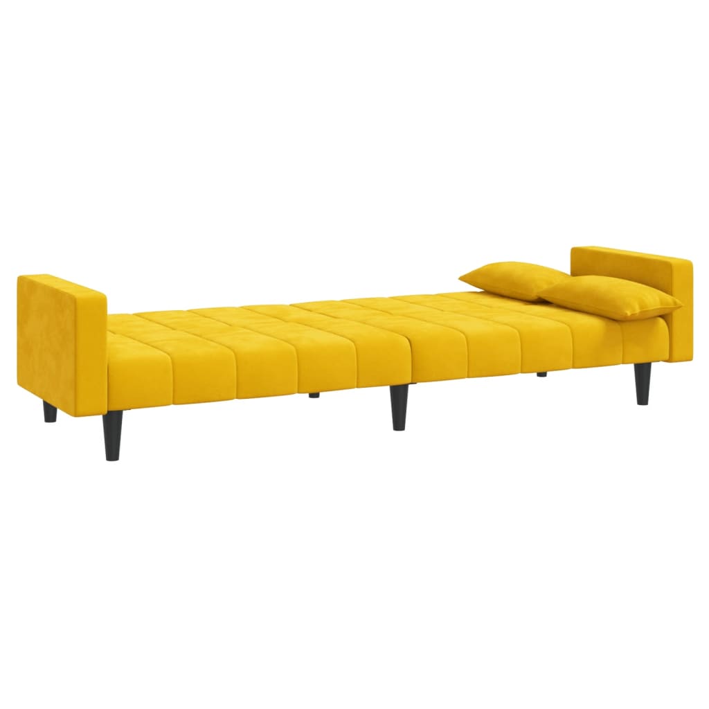 Slaapbank 2-Zits Met 2 Kussens Fluweel 11 Geel