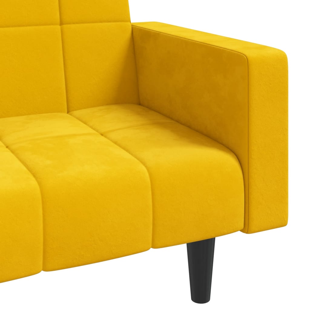 Slaapbank 2-Zits Met 2 Kussens Fluweel 11 Geel