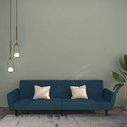 Slaapbank 2-zits fluweel blauw 220x84.5x69 cm
