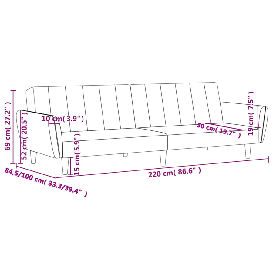 Slaapbank 2-Zits Fluweel Donkergroen