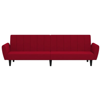 Slaapbank 2-Zits Fluweel Wijnrood