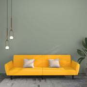 Slaapbank 2-zits fluweel geel 220x84,5x69 cm