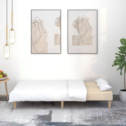 Slaapbank 2-Zits Stof Kleurig Crème Zonder armleuning