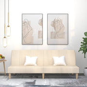 Sofa bed 2-seater fabric cream-coloured