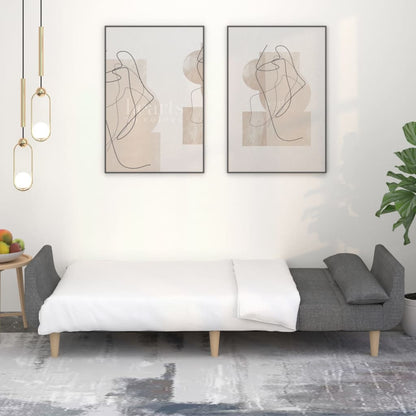 Slaapbank 2-Zits Met 2 Kussens Stof Lichtgrijs Met armleuning