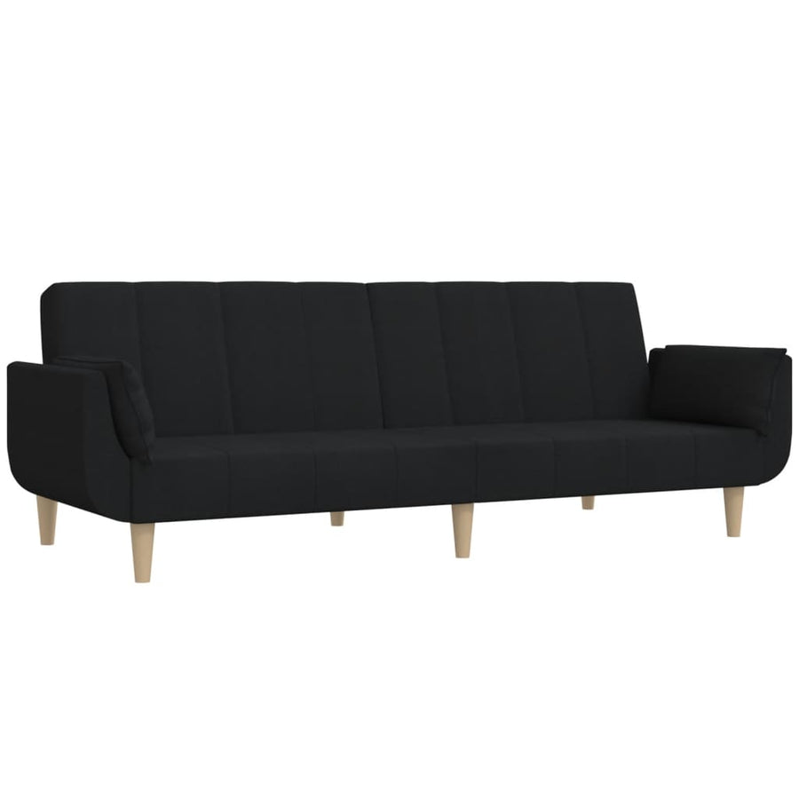 Slaapbank 2-zits met 2 kussens stof zwart Zwart