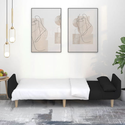 Slaapbank 2-zits met 2 kussens stof zwart Zwart