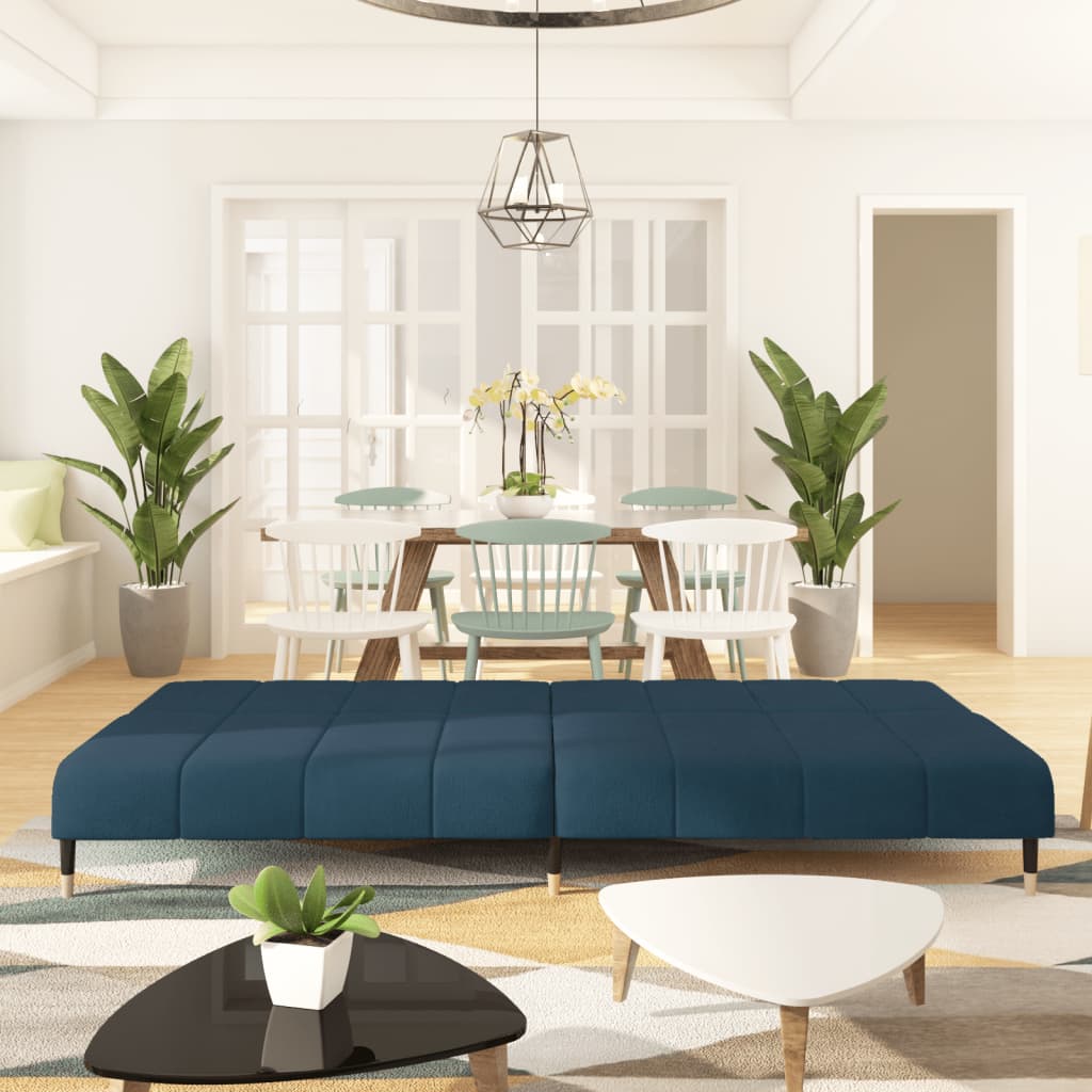 Slaapbank 2-Zits Fluweel Blauw Zonder armleuning