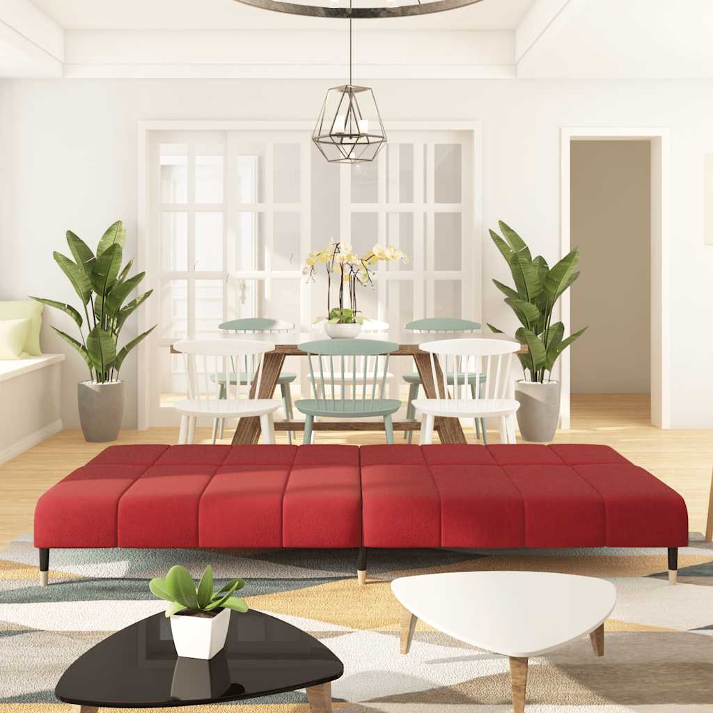 Slaapbank 2-zits fluweel wijnrood