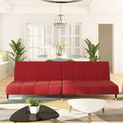 Slaapbank 2-zits fluweel wijnrood 200x84.5x69 cm