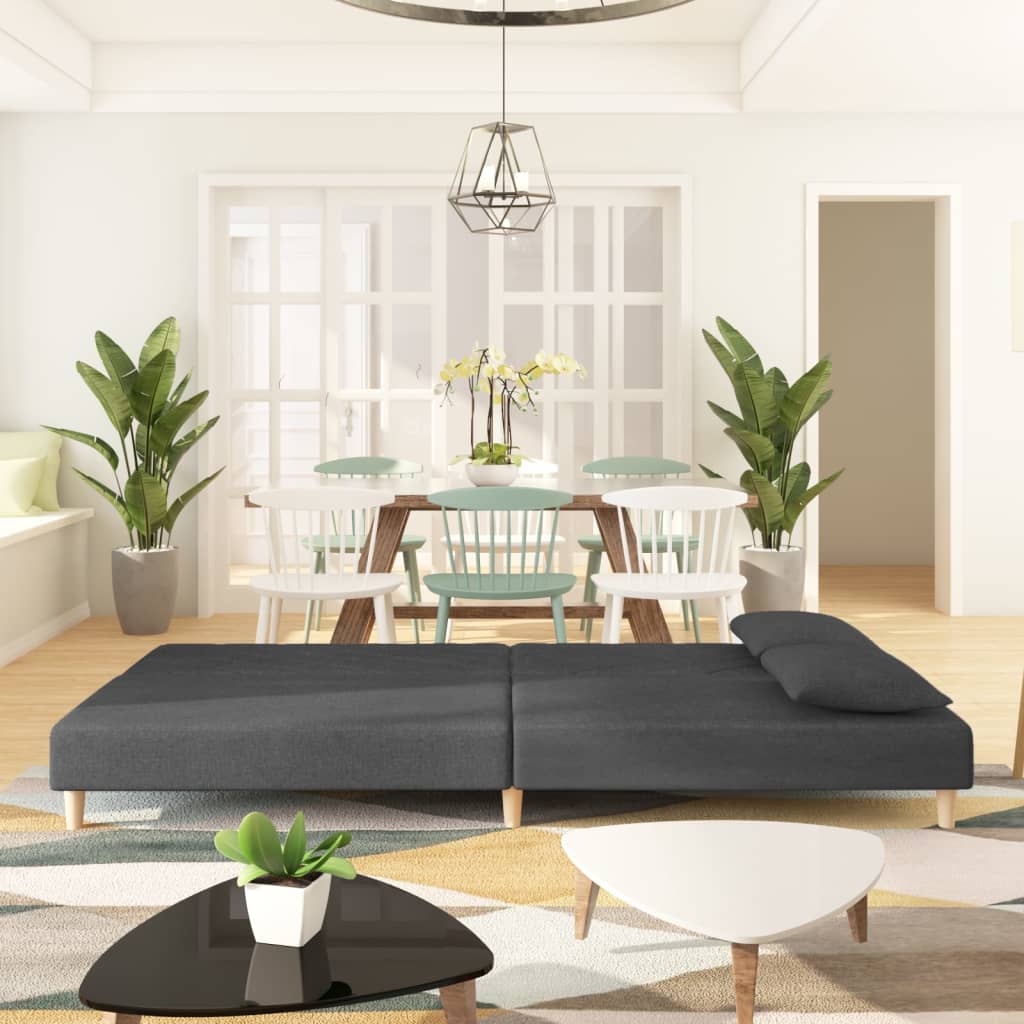 Slaapbank 2-zits met 2 kussens stof donkergrijs Donkergrijs Zonder armleuning