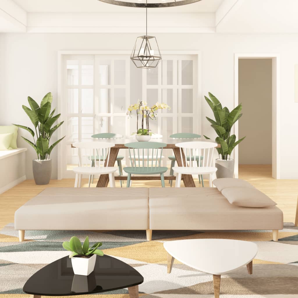 Slaapbank 2-Zits Met 2 Kussens Stof Crèmekleurig