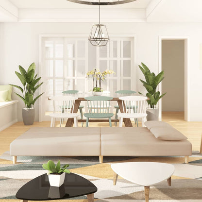 Slaapbank 2-Zits Met 2 Kussens Stof Crèmekleurig