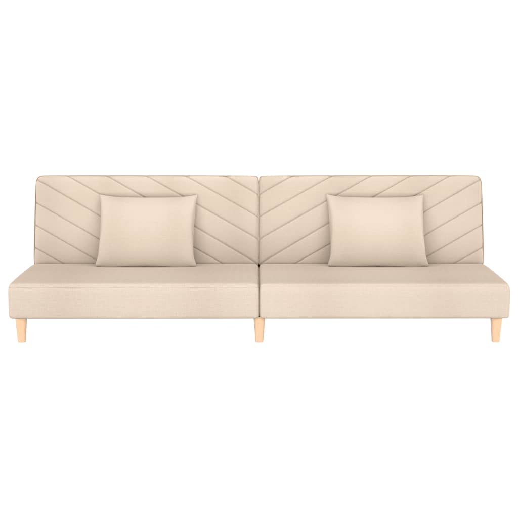 Slaapbank 2-Zits Met 2 Kussens Stof Crèmekleurig