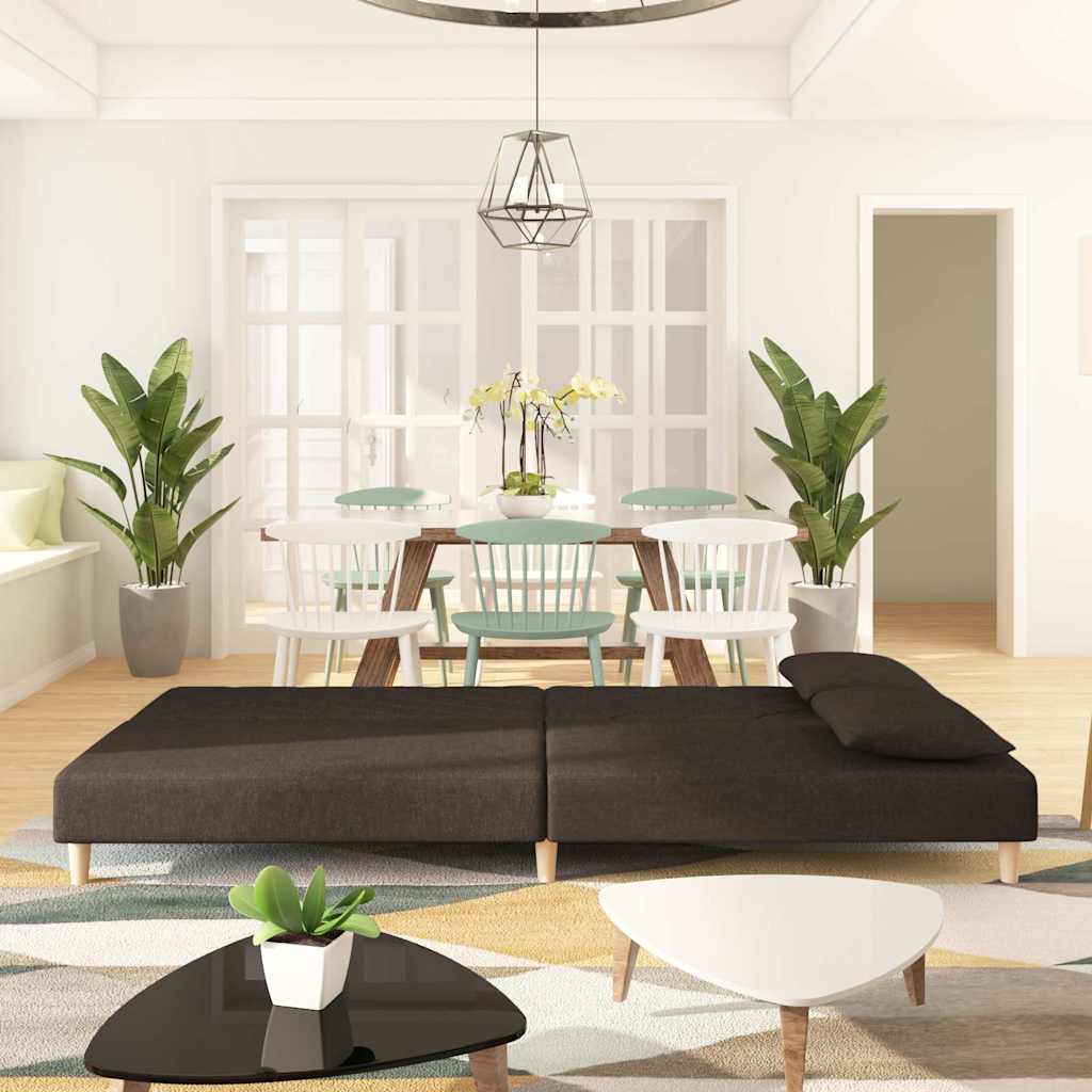 Slaapbank 2-zits met 2 kussens stof bruin