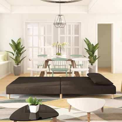 Slaapbank 2-zits met 2 kussens stof bruin