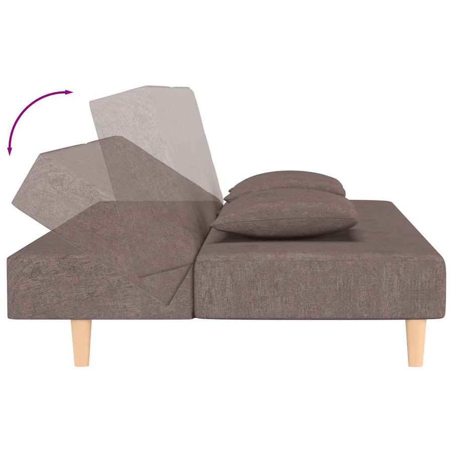 Slaapbank 2-Zits Met 2 Kussens Stof Taupe