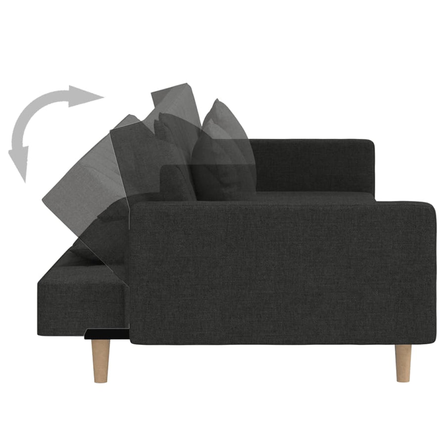 Slaapbank 2-Zits Met 2 Kussens Stof Zwart