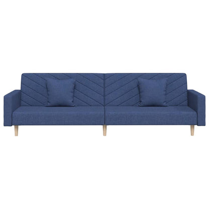Slaapbank 2-zits met 2 kussens stof blauw