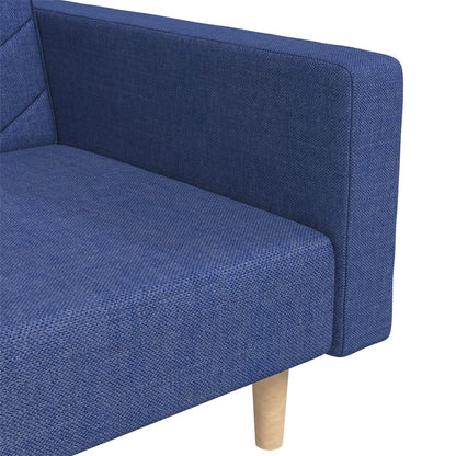 Slaapbank 2-zits met 2 kussens stof blauw