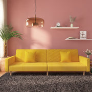 Slaapbank 2-zits stof geel 220x84.5x69 cm